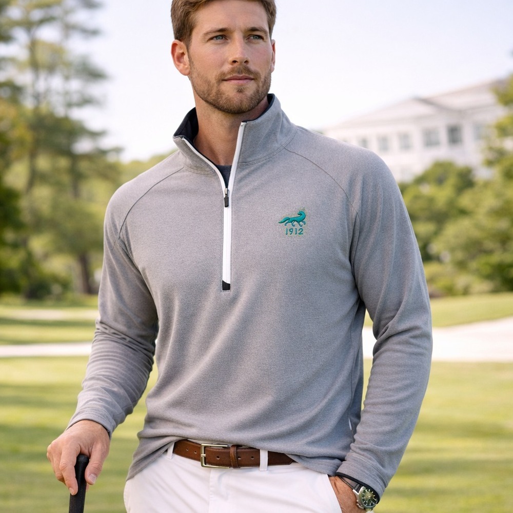 Zero Restriction Mens 1/4 Zip Pullover Sz M Gray Golf Jacket Keswick Club 1912